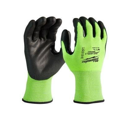 Milwaukee High-Visibility Cut Level 3 Polyurethane Dipped Gloves