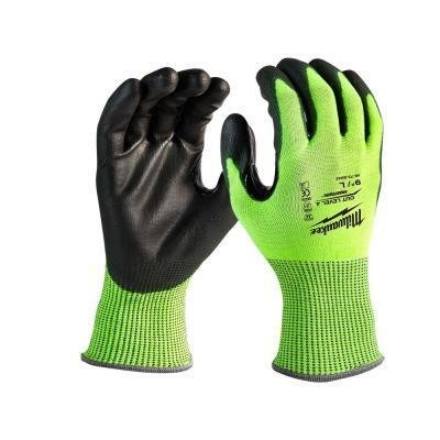 Milwaukee High-Visibility Cut Level 4 Polyurethane Dipped Gloves
