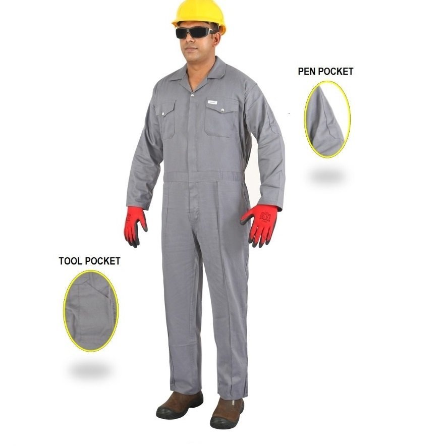 100% Cotton Coverall Grey Colour